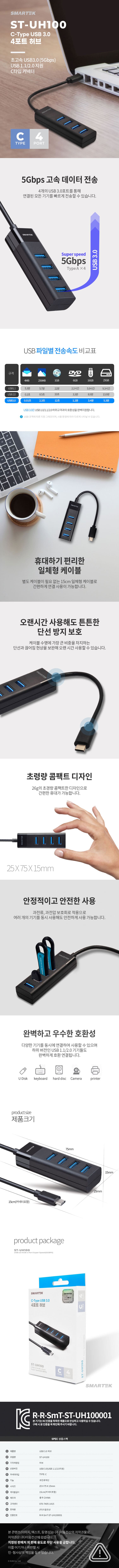[SMARTEK] C타입 4포트 허브 상세내용 이미지
