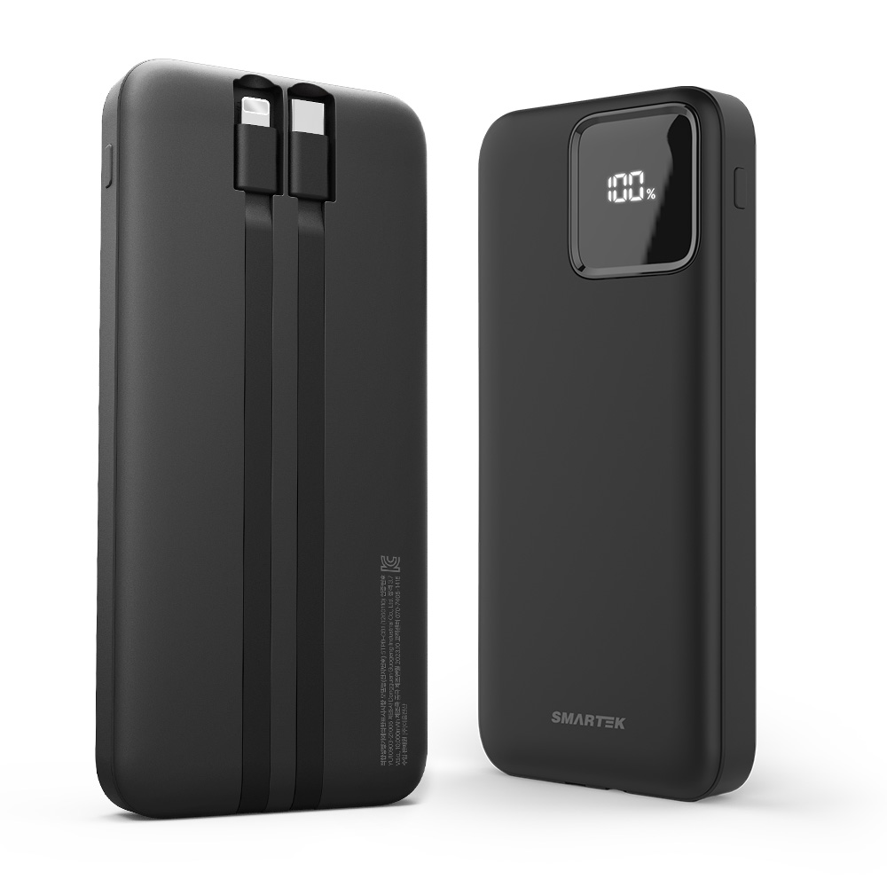 [SMARTEK] 20W 10,000mAh 2in1 케이블 일체형 보조배터리