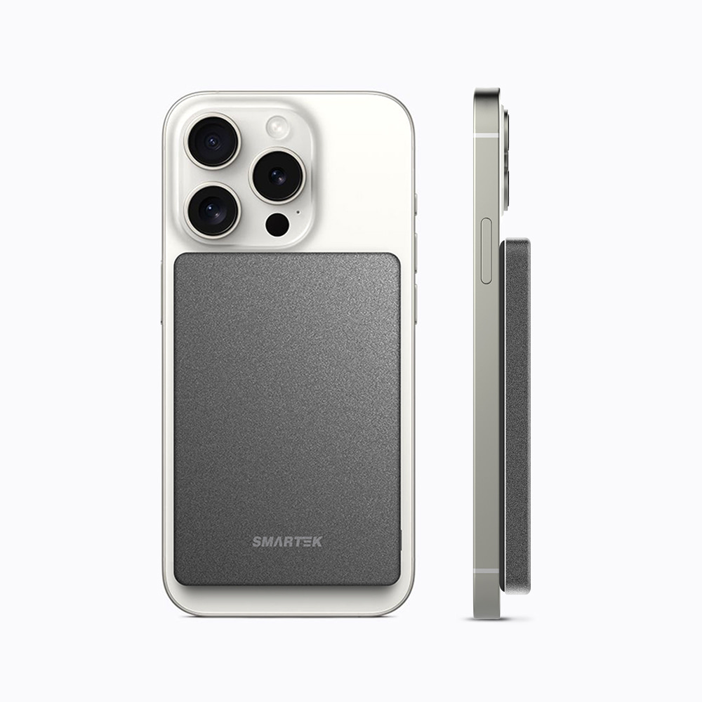 [SMARTEK] 5,000mAh 유무선 마그네틱 초슬림 보조 배터리 컬러 그레이