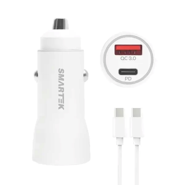 [SMARTEK] MAX 38W 2포트 차량용 고속 충전기+ CtoC 케이블